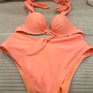 Aerie Coral One bikini set